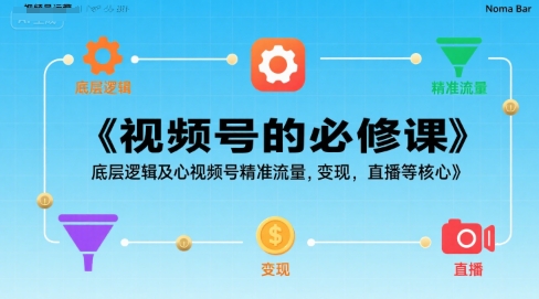 视频号的必修课，视频号的底层逻辑及核心视频号精准流量，变现，直播等核心-九天资源站
