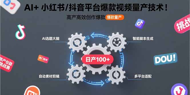 AI+小红书/抖音平台爆款视频量产技术：高产高效创作爆款视频！-九天资源站