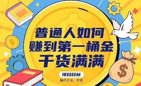 普通人如何賺到第一桶金，干货满满，操作方法及步骤-九天资源站