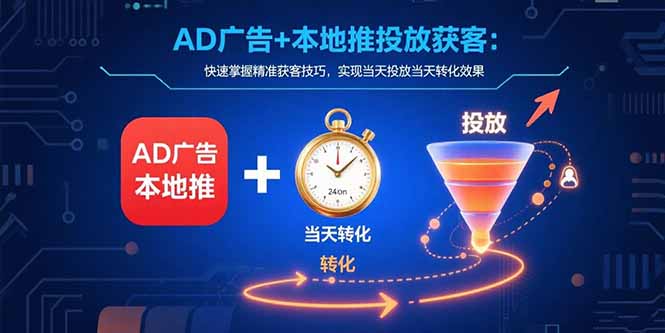 AD广告+本地推投放获客：快速掌握精准获客技巧，实现当天投放当天转化效果-九天资源站