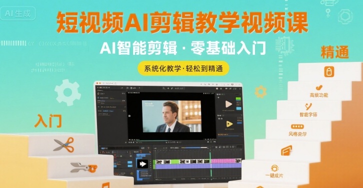 短视频AI剪辑教学视频课，入门到精通-九天资源站