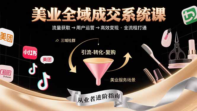 美业全域成交系统课程：帮助美业从业者打通从流量获取到高效变现全流程-九天资源站
