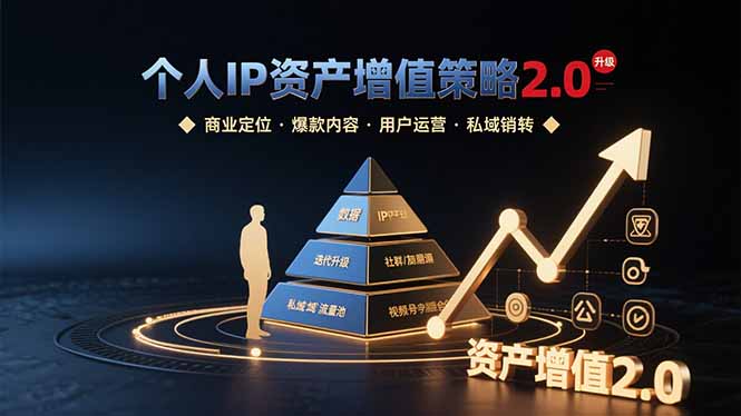 个人IP资产增值策略2.0 拆解商业定位/爆款内容/用户运营/私域销转四大模块-九天资源站