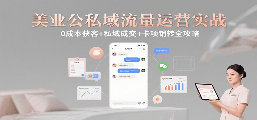 美业公私域流量运营实战：0成本获客+私域成交+卡项销转全攻略-九天资源站