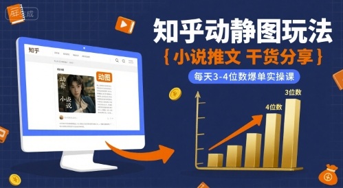 小说推文干货分享之知乎动静图玩法，每天3-4位数爆单实操课-九天资源站