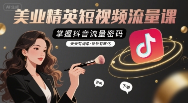 美业精英短视频流量课，掌握抖音流量密码，天天有询单，条条有转化-九天资源站