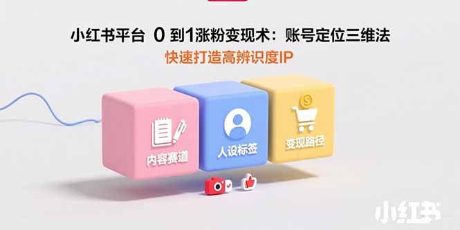 小红书平台0到1涨粉变现术：账号定位三维法，快速打造高辨识度IP-九天资源站