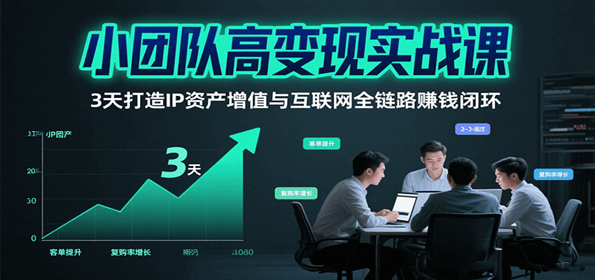 小团队高变现实战课，3天打造IP资产增值与互联网全链路赚钱闭环(第二期)-九天资源站