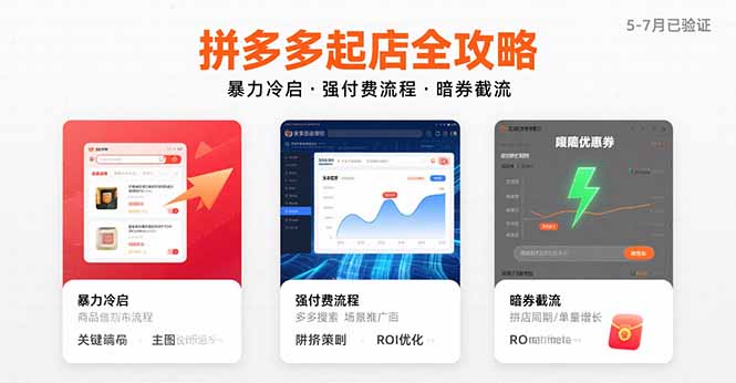 拼多多起店全攻略，暴力冷启，强付费流程，暗券截流，5-7月已验证的方法-九天资源站