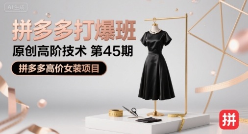 拼多多打爆班原创高阶技术第45期，拼多多高价女装项目-九天资源站