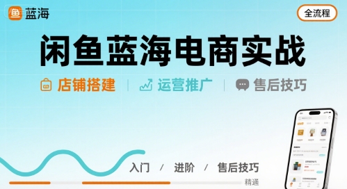 闲鱼蓝海电商实战，店铺搭建运营售后全流程-九天资源站