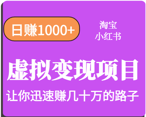 淘宝OR小红书虚拟变现，日赚1000+，多账号操作年收入几十W不等-九天资源站