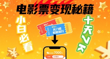 小白必看！卖电影票项目，零投入无门槛谁都能做，十天到手 7k，照做就行【揭秘】-九天资源站