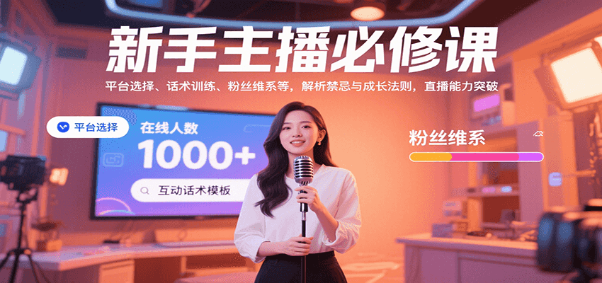 新手主播必修课：平台选择、话术训练、粉丝维系等，解析禁忌与成长法则，突破直播能力-九天资源站