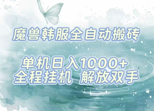 最新韩服游戏搬砖，单机日入1k+，全自动运行挂G项目，解放双手【揭秘】-九天资源站