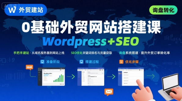 WordPress外贸建站+SEO优化课程，手把手教你从0到1搭建可获得询盘的外贸网站-九天资源站