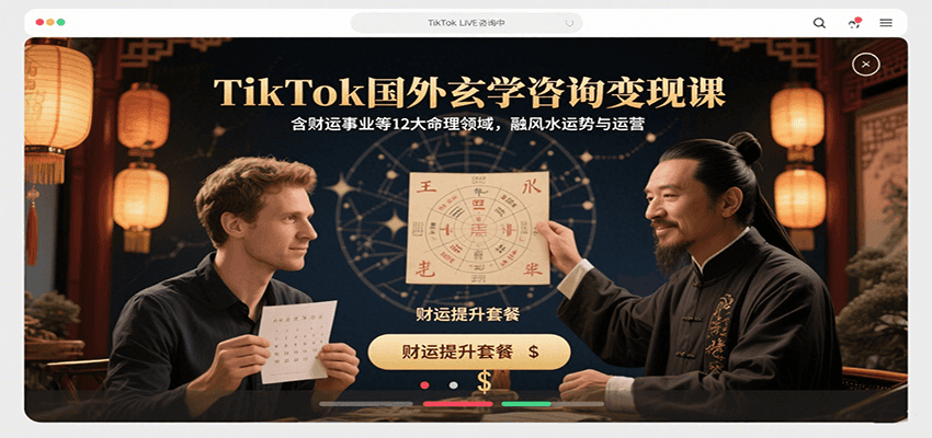 TikTok国外玄学咨询变现课，含财运事业等12大命理领域，融风水运势与运营-九天资源站