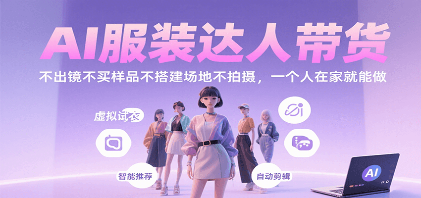 AI服装达人带货，不出镜不买样品不搭建场地不拍摄，一个人在家就能做-九天资源站