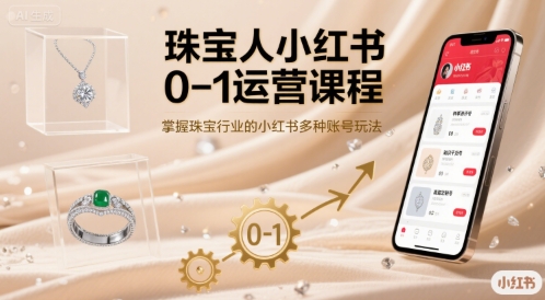 珠宝人小红书0-1运营课程，掌握珠宝行业的小红书多种账号玩法-九天资源站