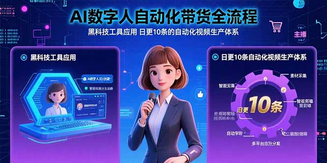 AI数字人自动化带货全流程：黑科技工具应用 日更10条的自动化视频生产体系-九天资源站