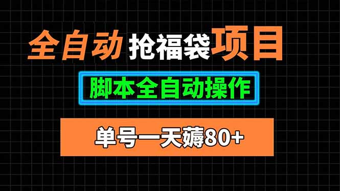 全自动抢福袋项目，单号一天80+脚本全自动操作-九天资源站