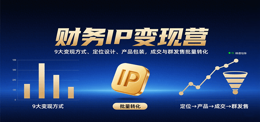 财务IP变现营：9大变现方式、定位设计、产品包装，成交与群发售批量转化-九天资源站