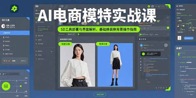 AI电商模特实战课，SD工具部署与界面解析，基础换装换背景操作指南-九天资源站