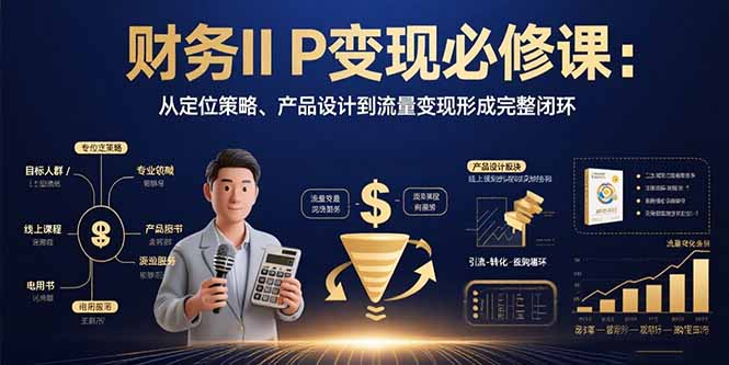 财务IP变现必修课：从定位策略、产品设计到流量变现形成完整闭环-九天资源站