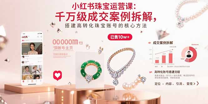 小红书珠宝运营课：千万级成交案例拆解，搭建高转化珠宝账号的核心方法-九天资源站