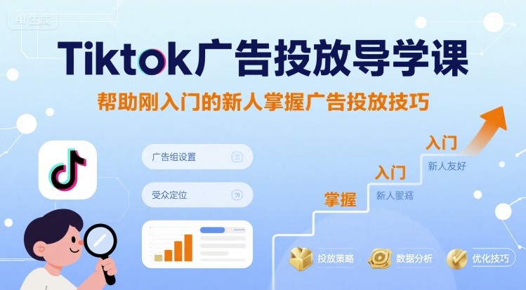 Tiktok广告投放导学课，帮助刚入门的新人掌握广告投放技巧-九天资源站