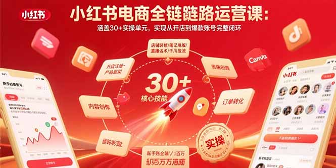 小红书电商全链路运营课：涵盖30+实操单元，实现从开店到爆款账号完整闭环-九天资源站
