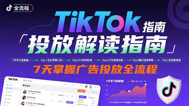 TikTok投放解读指南：后台操作/计划建立/模式选择，7天掌握广告投放全流程-九天资源站