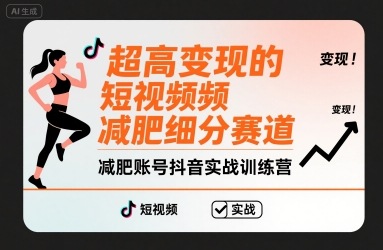 超高变现的短视频减肥细分赛道，减肥账号抖音实战训练营-九天资源站