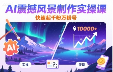AI震撼风景制作实操课，快速起千粉万粉号-九天资源站