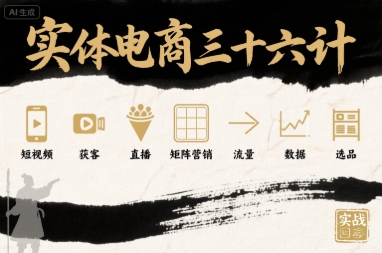实体电商三十六计，短视频-获客-直播-矩阵营销-流量-数据-选品-九天资源站