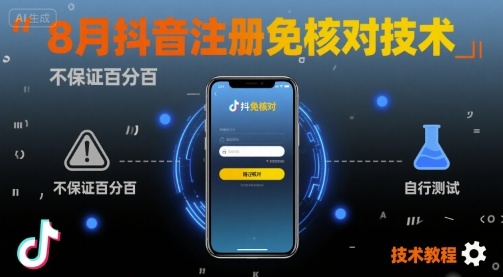 8月抖音注册免核对技术，不保证百分百，自测-九天资源站