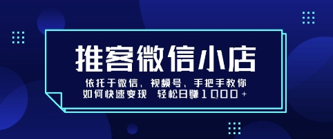 推客微信小店依托于微信、视频号，手把手教你如何快速变现 轻松日入1k+【揭秘】-九天资源站