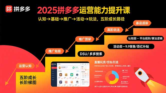 2025拼多多运营能力提升课：认知→基础→推广→活动→玩法，五阶成长路径-九天资源站