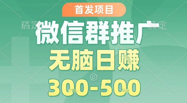 首发项目，微信群推广，一天15单，每单利润10米，无脑日入3-5张【揭秘】-九天资源站