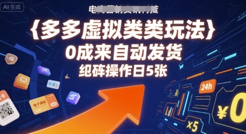 多多虚拟类目玩法，0成本全自动发货，矩阵操作日5张-九天资源站