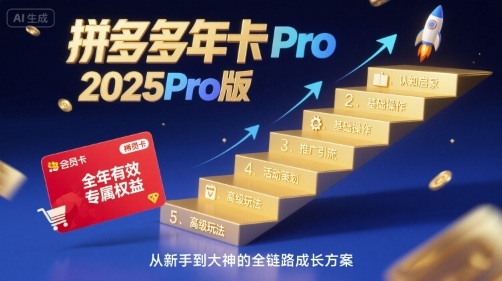 拼多多年卡2025Pro版，五大板块从认知到基础、从推广到活动、从活动到玩法-九天资源站