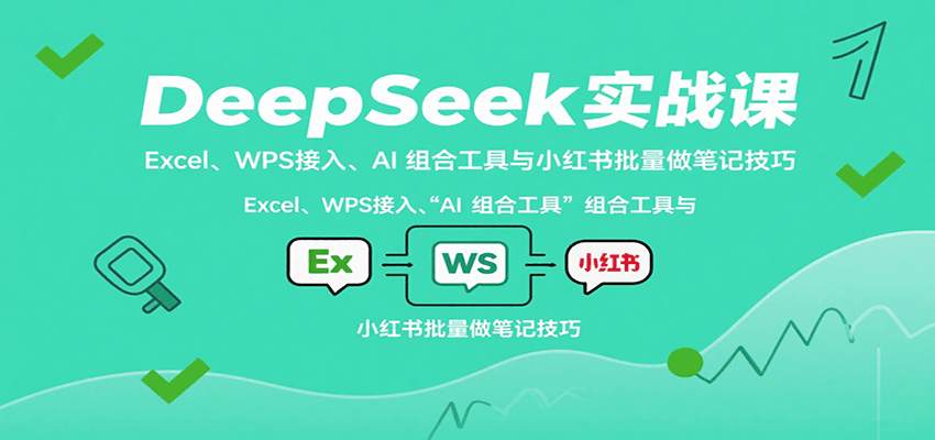 DeepSeek实战课：Excel、WPS接入、AI 组合工具与小红书批量做笔记技巧-九天资源站