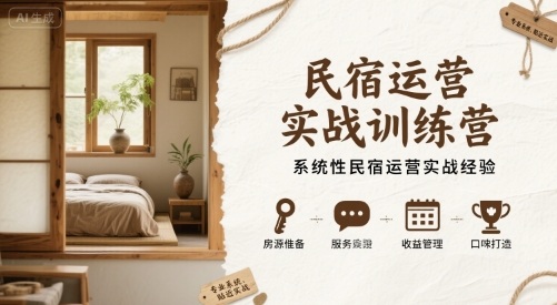 民宿运营实战训练营，系统性民宿运营实战经验-九天资源站