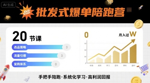 批发式爆单陪跑营，20节课带你实现批发式爆单，带你经松月入过W-九天资源站