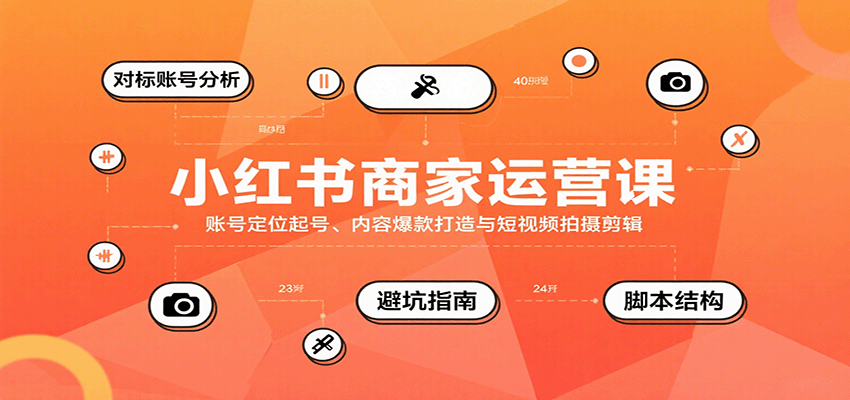 小红书商家运营课，账号定位起号、内容爆款打造与短视频拍摄剪辑-九天资源站