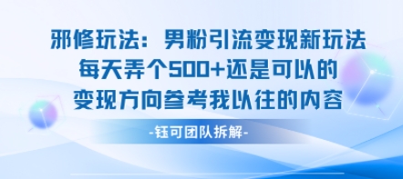 邪修玩法：男粉引流变现新玩法每天弄个5张还是可以的变现方向参考我以往的内容-九天资源站