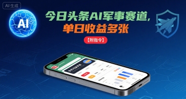 今日头条AI军事赛道，单日收益多张 ，手机可做【附指令】-九天资源站