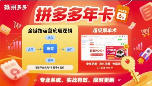 拼多多年卡【8月更新6节】拼多多全链路运营底层逻辑，超级爆单术-九天资源站