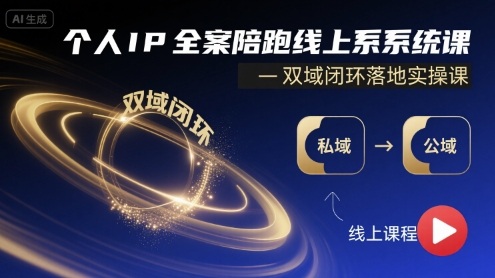 个人IP全案陪跑线上系统课-双域闭环落地实操课-九天资源站