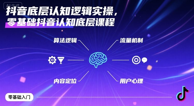 抖音底层认知逻辑实操，零基础抖音认知底层课程-九天资源站